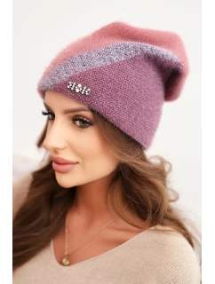 Dámska čiapka z modalu a viskózy s ozdobným gombíkom v ecru farbe