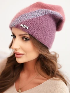 Dámska čiapka z modalu a viskózy s ozdobným gombíkom v ecru farbe