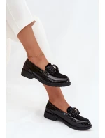 Lakierowane Mokasyny Damskie Z Kokardką S.Barski HY51-319 Czarne