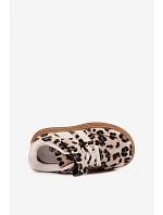 Dievčenské tenisky s leopardím vzorom na suchý zips Beige Satinia Dievčenské tenisky s leopardím vzorom na suchý zips Beige Satinia