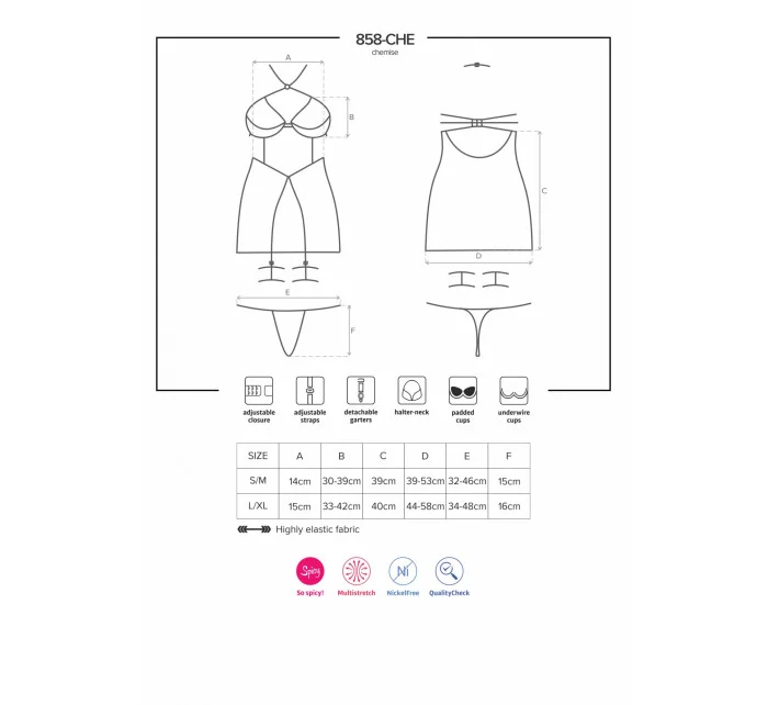 Pikantné košieľka 858 - CHE - Obsessive Pikantné košieľka 858 - CHE - Obsessive