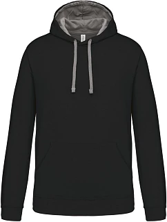 Kariban K 446 Mikina s kapucňou v kontrastných farbách 20.K446 čierna/svetlošedá