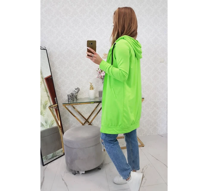 Šaty s kapucí, mikina zelená neonová