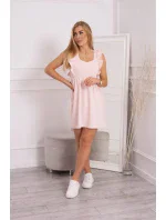 Šaty s volánikmi na bokoch púdrovo ružové