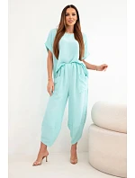Komplet z viskózy halenka + kalhoty mátový Komplet z viskózy halenka + kalhoty mátový