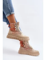 Wysokie Trampki Damskie Na Masywnej Platformie Beżowe Kernia Wysokie Trampki Damskie Na Masywnej Platformie Beżowe Kernia