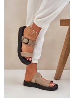 Dámské Semišové Pantofle Na Platformě Béžové model 21682483 - Zazoo