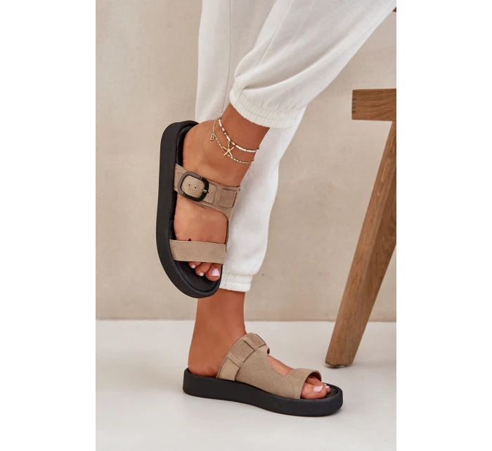 Dámské Semišové Pantofle Na Platformě Béžové model 21682483 - Zazoo