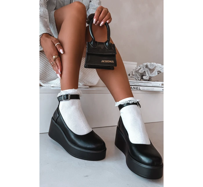 Dámské polobotky na platformě s páskem Černé Belvissa Dámské polobotky na platformě s páskem Černé Belvissa