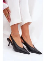 Lodičky Aricandia na otvorenom podpätku z ekokože - čierne Lodičky Aricandia na otvorenom podpätku z ekokože - čierne