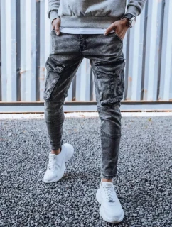 Pánske bojové džínsové nohavice tmavosivé FashionStreet UX3260