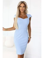 Elegantní midi šaty s výstřihem model 21146240 - numoco Elegantní midi šaty s výstřihem model 21146240 - numoco