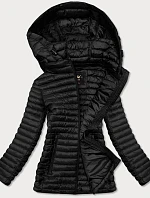 Čierna prešívaná bunda s kapucňou (LD-7218)