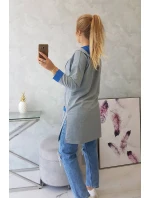 Dvojfarebná pláštenka s kapucňou nevädza + sivá Dvojfarebná pláštenka s kapucňou nevädza + sivá