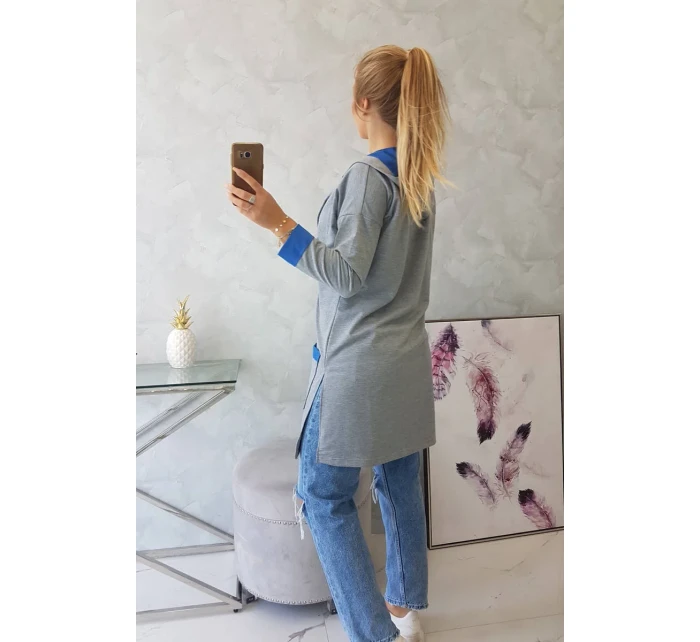 Dvojfarebná pláštenka s kapucňou nevädza + sivá Dvojfarebná pláštenka s kapucňou nevädza + sivá