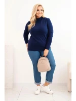 Dámský svetr Plus Size z viskózy s rolákem granátový Dámský svetr Plus Size z viskózy s rolákem granátový