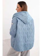 Dámska jarná prešívaná bunda s kapucňou a džínsovým zipsom, denim Dámska jarná prešívaná bunda s kapucňou a džínsovým zipsom, denim