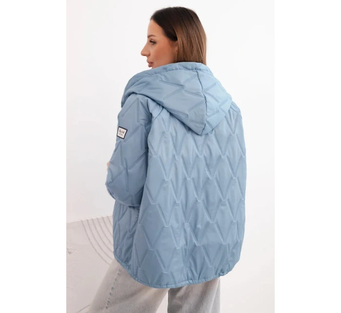 Dámska jarná prešívaná bunda s kapucňou a džínsovým zipsom, denim Dámska jarná prešívaná bunda s kapucňou a džínsovým zipsom, denim