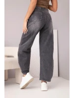 Dámské model 21951830 kalhoty Wide Leg s vysokým pasem a efektem praní černé - K-Fashion