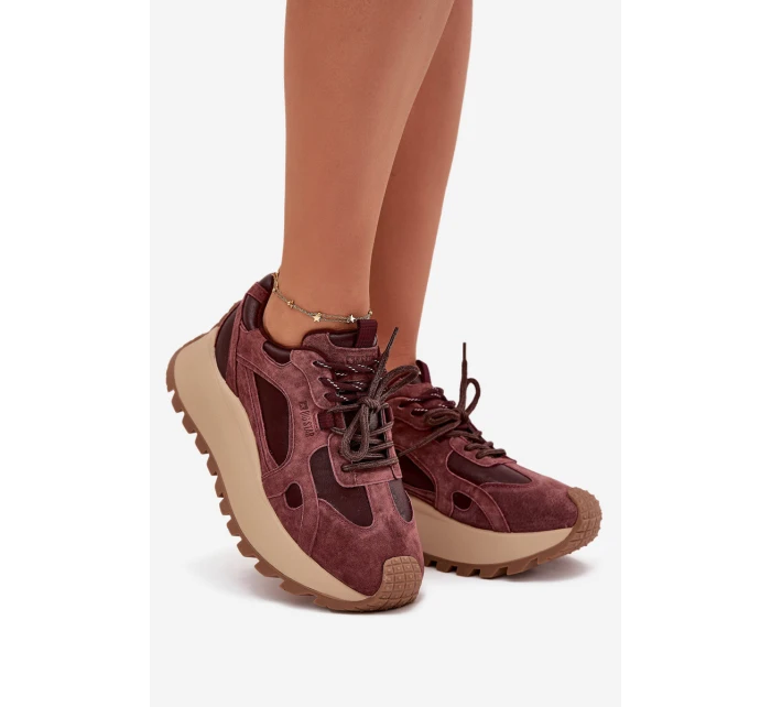 Kožené Sneakersy Na Platformě Dámské Big Star model 21705723 HIPOLY SYSTEM Bordové - Big Star Shoes