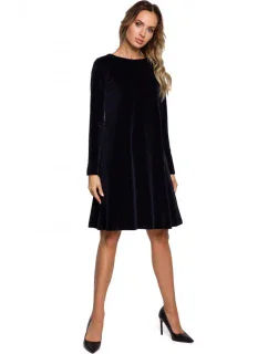 M566 Zamatové šaty uvoľneného strihu - tmavo modré