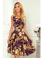 Dámske rozšírené šaty 114-13 čierno-žlté - Numoco