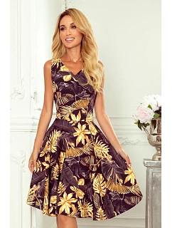 Dámske rozšírené šaty 114-13 čierno-žlté - Numoco