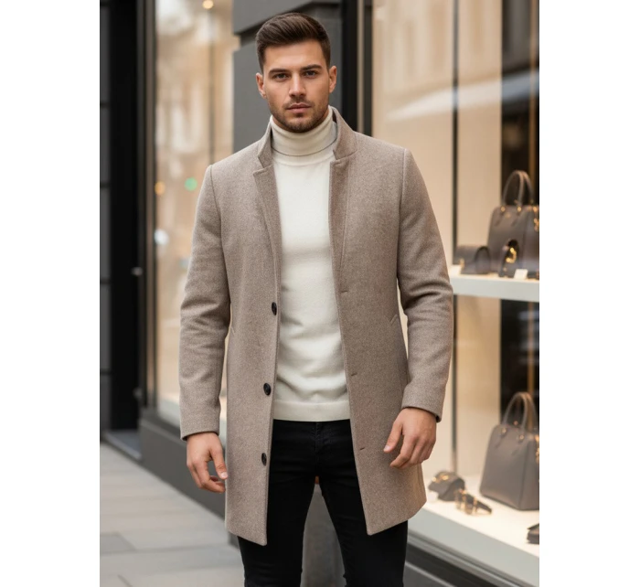Pánsky jednoradový kabát hnedý FashionStreet CX0442