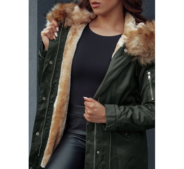 Dámská zimní bunda parka s kapucí II zelená Dstreet model 21979736 - FashionStreet