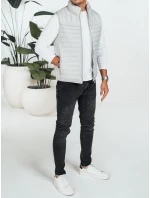 Pánská prošívaná vesta světle šedá model 21991566 - Dstreet