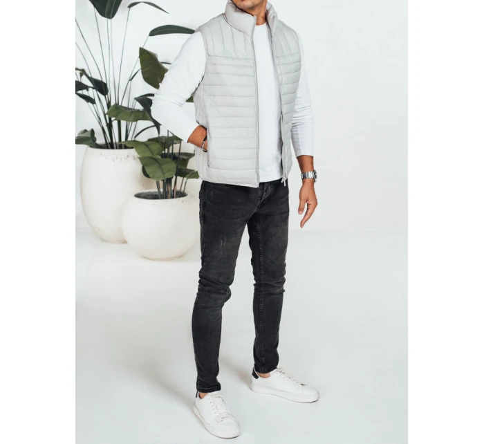 Pánská prošívaná vesta světle šedá model 21991566 - Dstreet