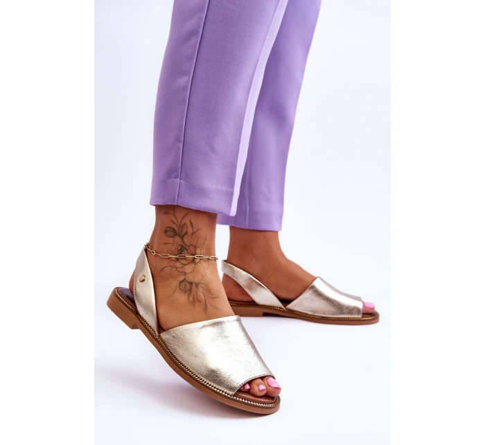 Kožené sandály zlaté model 21617472 - Zazoo