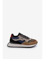 Sneakersy Męskie Big Star NN174320 Memory Foam System Beżowo-Niebieskie