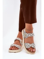 Materiałowe Sandały Damskie Na Platformie Beżowe Leriot Materiałowe Sandały Damskie Na Platformie Beżowe Leriot