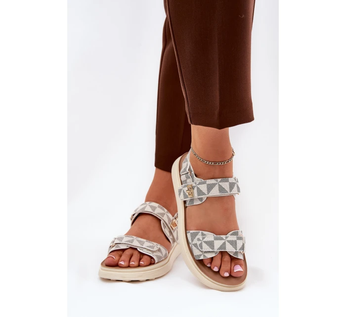 Materiałowe Sandały Damskie Na Platformie Beżowe Leriot Materiałowe Sandały Damskie Na Platformie Beżowe Leriot