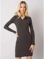 Šaty RV SK model 17462092 tmavá khaki - FPrice Šaty RV SK model 17462092 tmavá khaki - FPrice