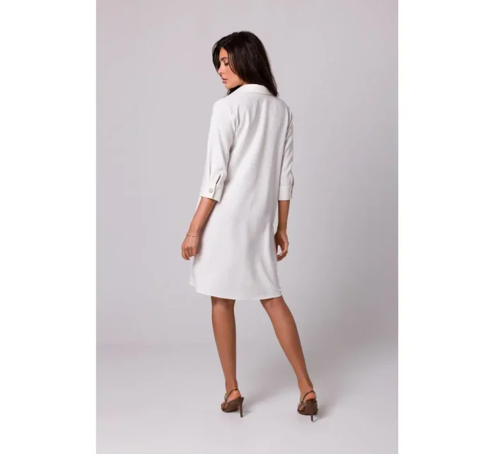 B257 Rozšírené košeľové šaty - krémové B257 Rozšírené košeľové šaty - krémové