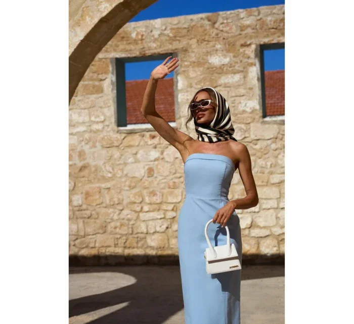 M843 Džínsové midi šaty - svetlomodré