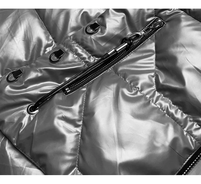 Šedá dámska metalická bunda (B8008-70)