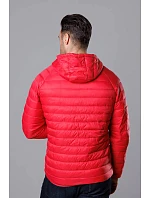 Červená pánská prošívaná bunda s kapucí model 18345089 - J.STYLE Červená pánská prošívaná bunda s kapucí model 18345089 - J.STYLE