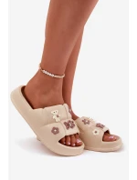 Piankowe Klapki Z Przypinkami Beżowe Redienna