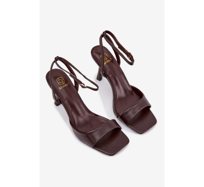 Dámské sandály na podpatku Eko kůže čokoládové Brisora Dámské sandály na podpatku Eko kůže čokoládové Brisora