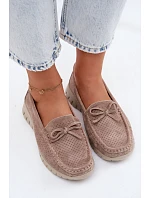 Dámské Mokasíny Z model 22107532 Semiše S Mašlí Béžové - VINCEZA