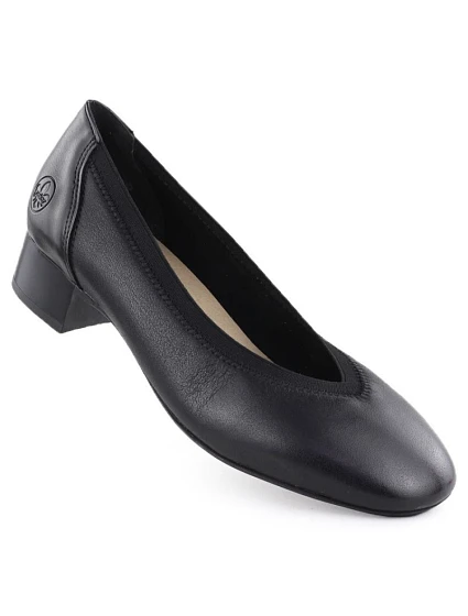 Dámské kožené lodičky model 22069758 černé - Rieker Dámské kožené lodičky model 22069758 černé - Rieker