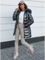 Dámská zimní bunda prošívaná dlouhá s kapucí SHINE šedá Dstreet model 21980126 - FashionStreet