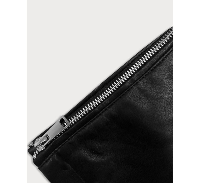 Čierna dámska bunda ramoneska s golierom J Style (11Z8109)