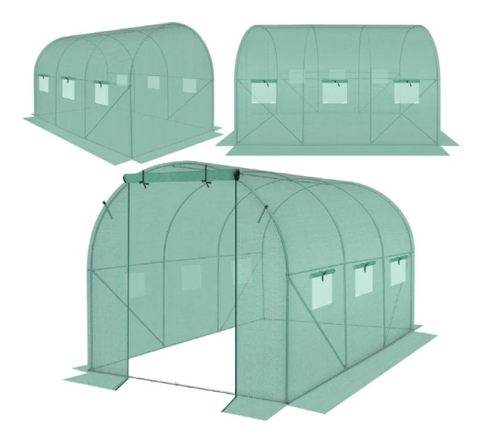 SKLENÍK ZÁHRADNÝ TUNEL 200X300X200CM PE KONŠTRUKCIA ZELENÁ OCEĽ