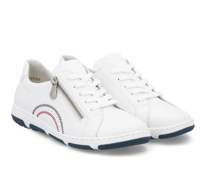 Dámské bílé kožené polobotky na zip model 21948512 - Rieker