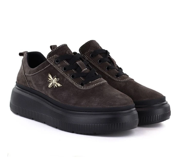 Dámské kožené boty na platformě hnědé model 22116493 dámské - VINCEZA