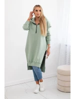 Zateplená mikina s bočnými otvormi tmavá mentolová